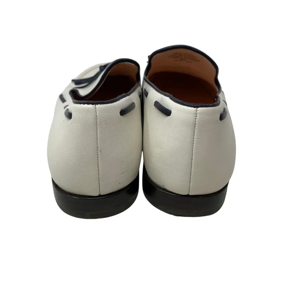 J. Crew Two Tone Classic Leather Loafers Womens Size 9 Cream Black Slip On